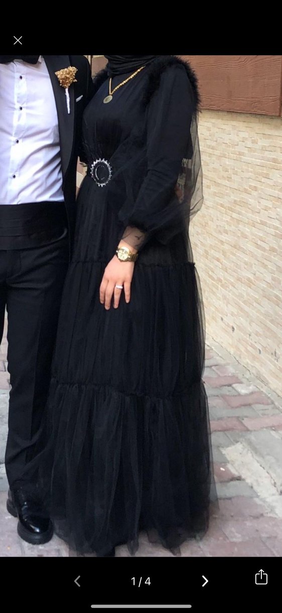 Uzun Siyah Gotik Abiye Elbise - Görsel 4