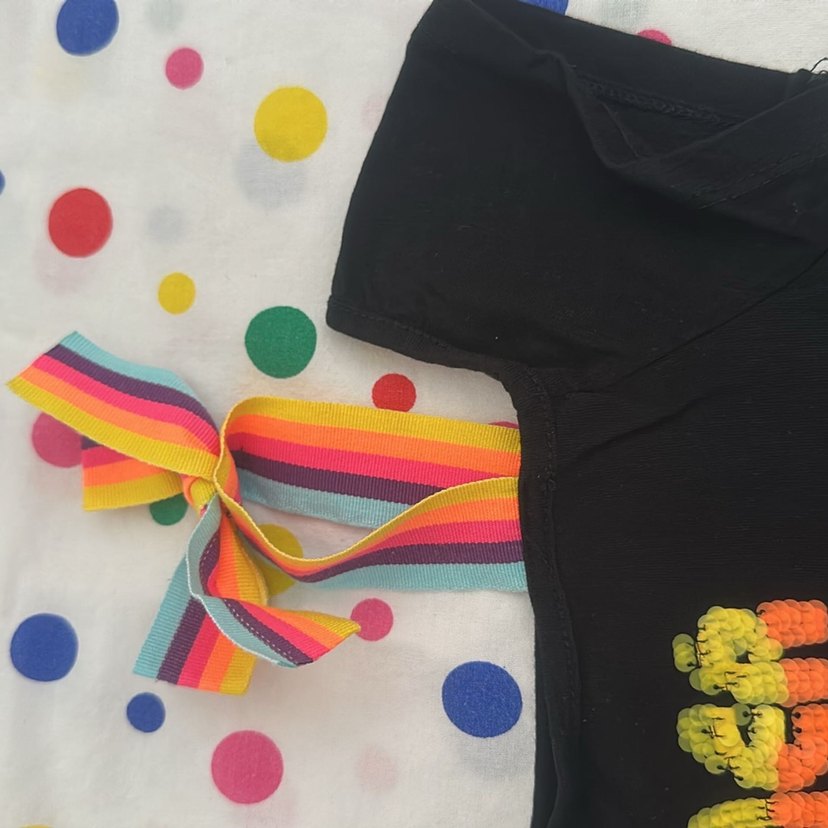 Renkli desenli askılı Kız Çocuk Tişörtü - Görsel 2