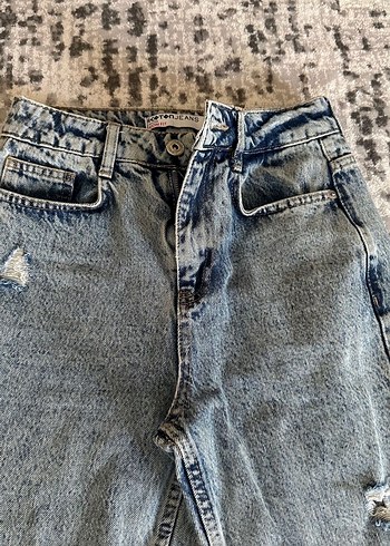 Gri Bol Kesim Kadın Kot Pantolon - Görsel 2