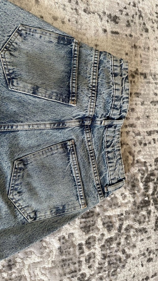 Gri Bol Kesim Kadın Kot Pantolon - Görsel 4