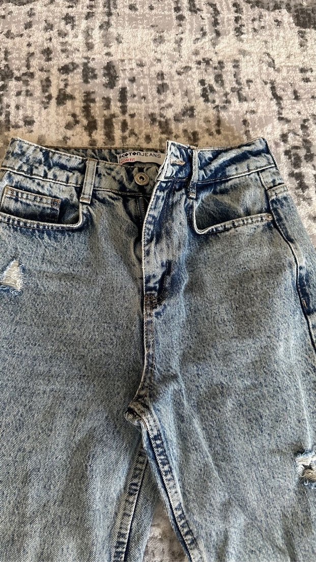 Gri Bol Kesim Kadın Kot Pantolon - Görsel 2