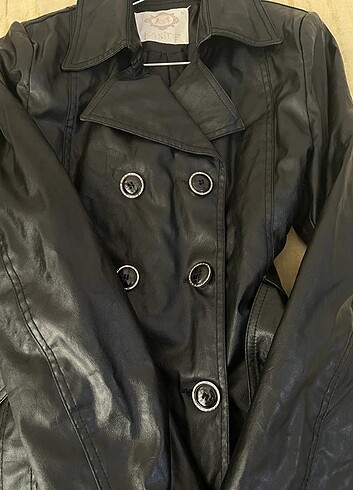 xl Beden siyah Renk Kaside, vintage uzun deri ceket.