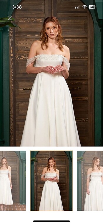 Beyaz Taşlı Abiye Elbise - Görsel 7