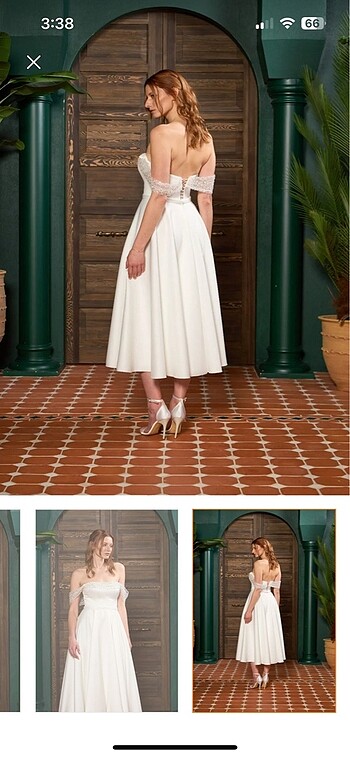 Beyaz Taşlı Abiye Elbise - Görsel 6