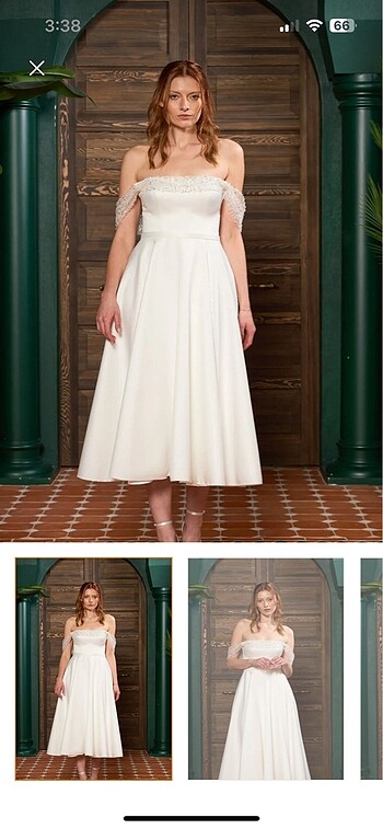 Beyaz Taşlı Abiye Elbise - Görsel 8