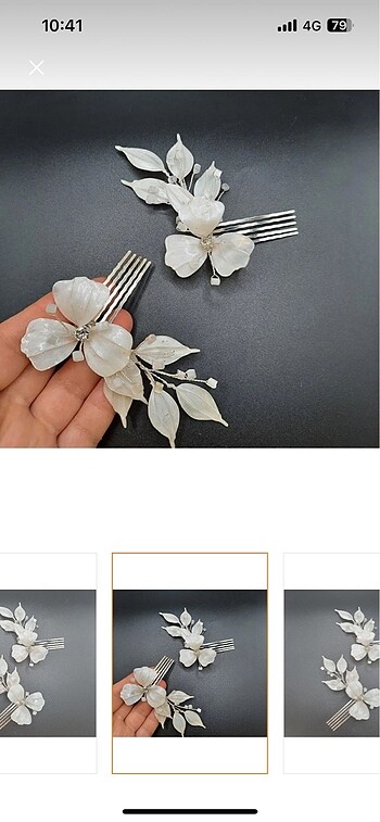 İkili beyaz gelin tokası - Görsel 5