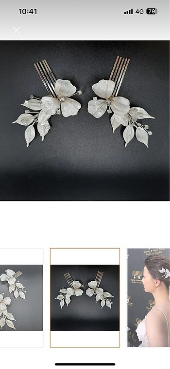 İkili beyaz gelin tokası - Görsel 6