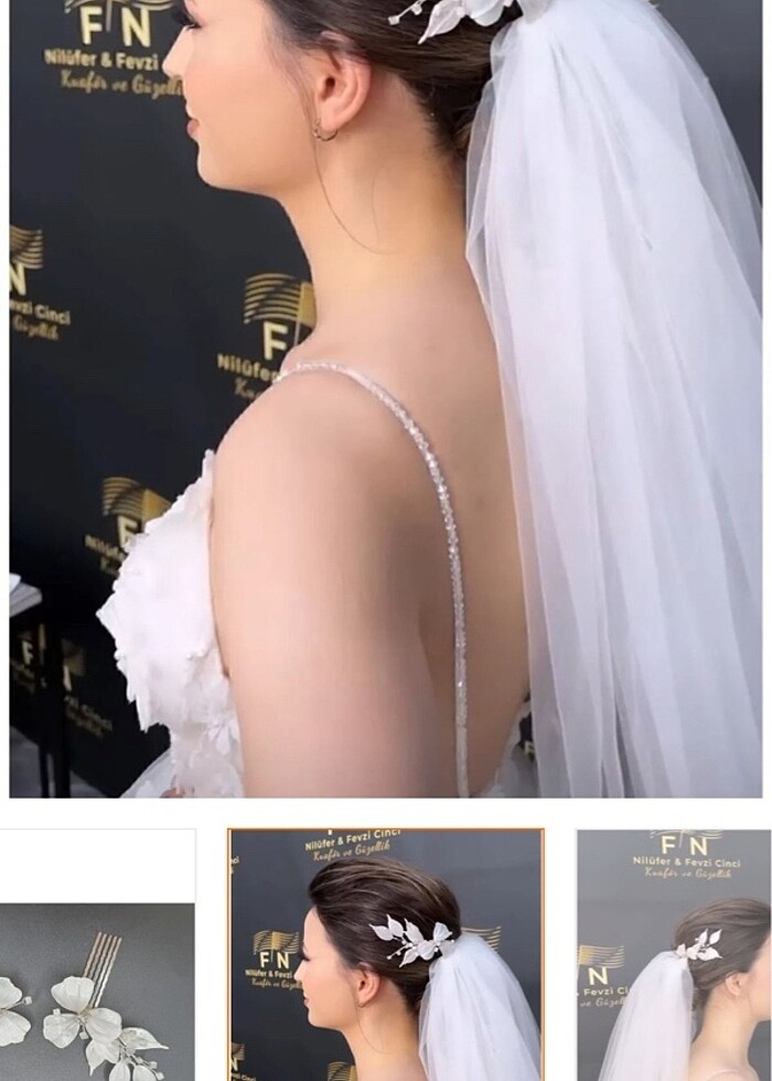 İkili beyaz gelin tokası - Görsel 3