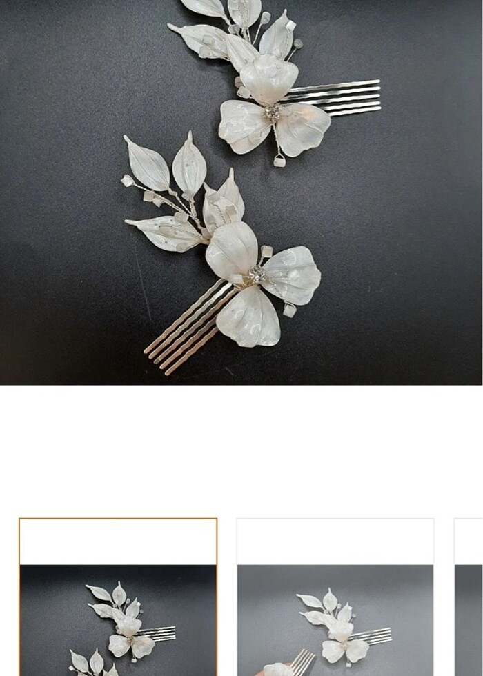 İkili beyaz gelin tokası - Görsel 4