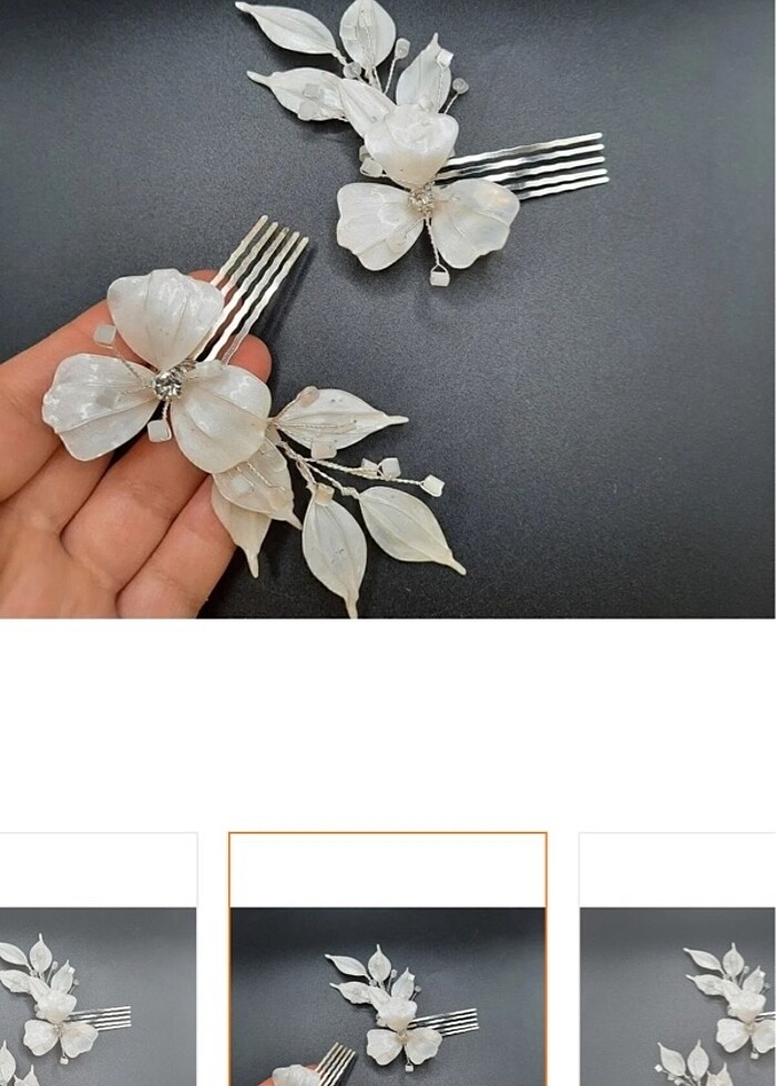 İkili beyaz gelin tokası - Görsel 5