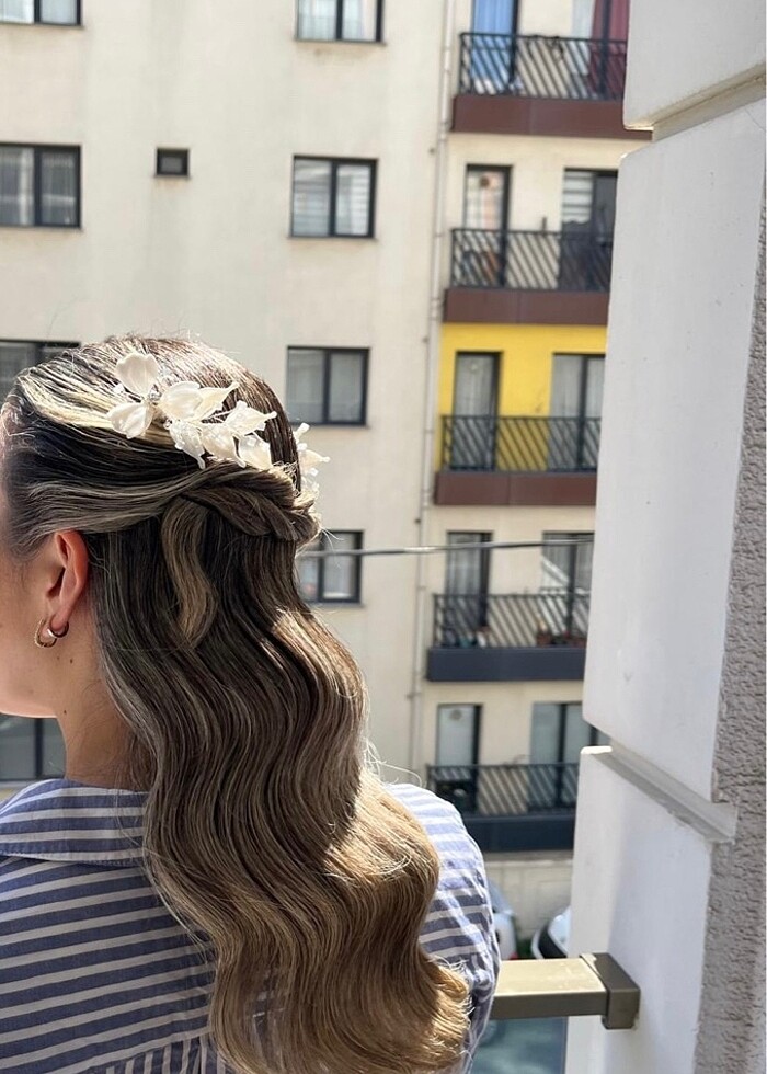 İkili beyaz gelin tokası - Görsel 2