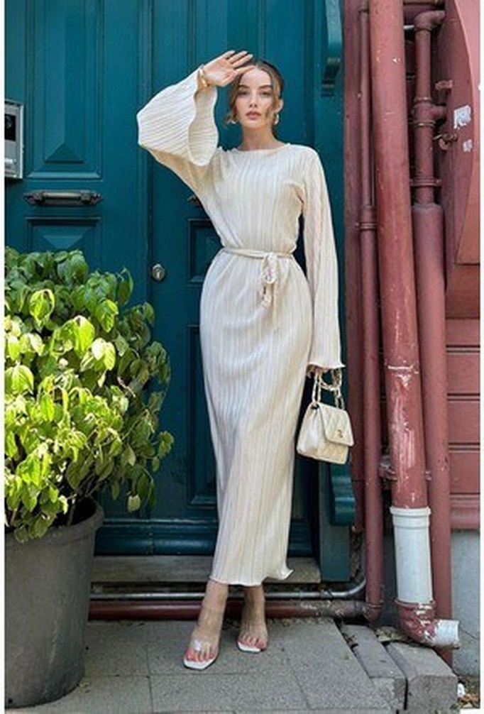 Pileli elbise - Görsel 3