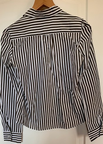 38 Beden siyah Renk Zebra Desenli Pilili Uzun Kollu Kadın Gömlek