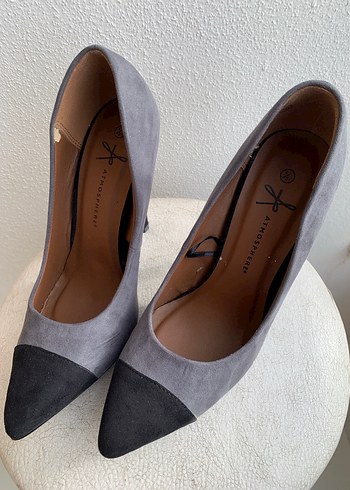 Gri Süet Topuklu Kadın Stiletto, 37 Numara - Görsel 5