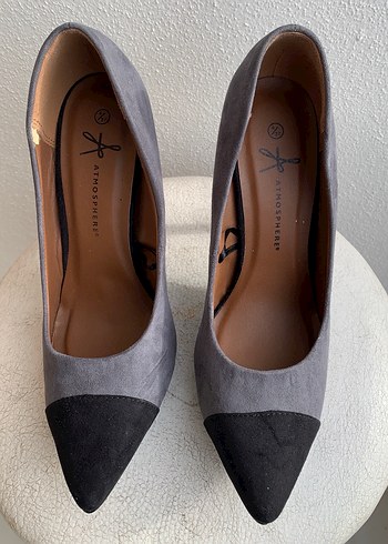 Gri Süet Topuklu Kadın Stiletto, 37 Numara - Görsel 2