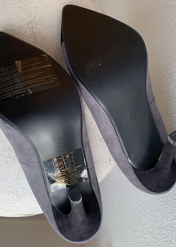 Gri Süet Topuklu Kadın Stiletto, 37 Numara - Görsel 4