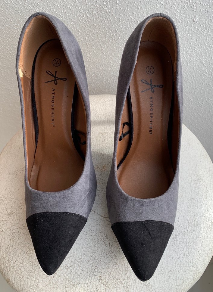 Gri Süet Topuklu Kadın Stiletto, 37 Numara - Görsel 2