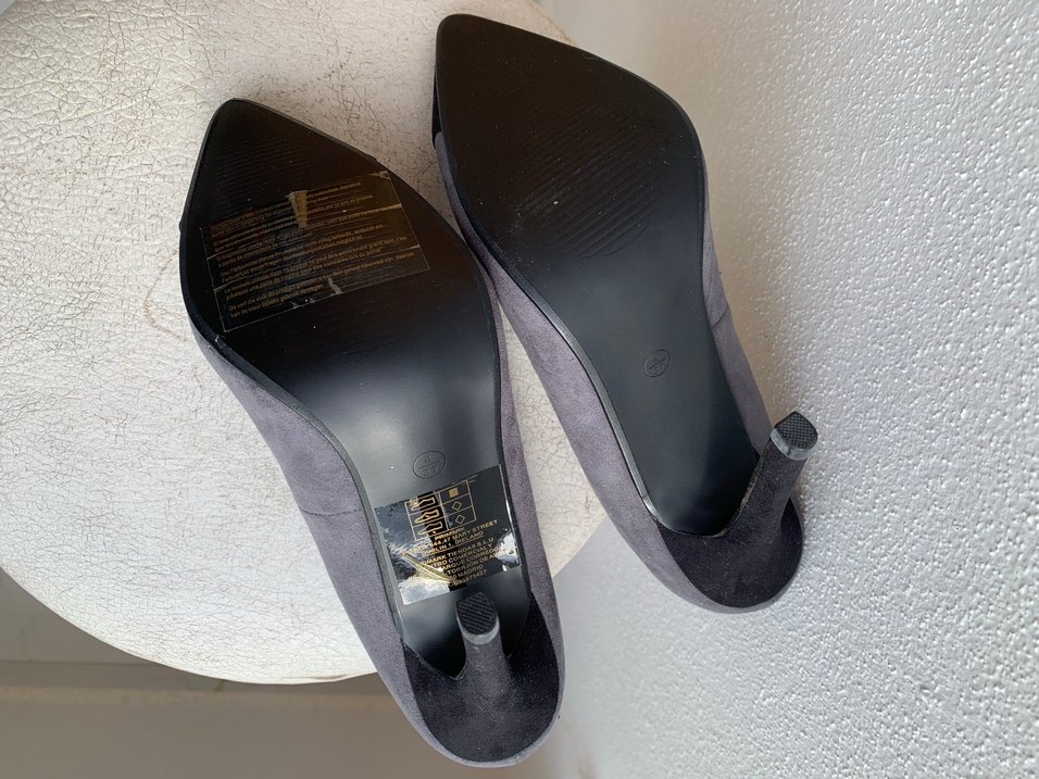 Gri Süet Topuklu Kadın Stiletto, 37 Numara - Görsel 4