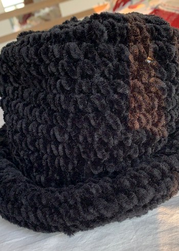 Siyah Örgü Kadın Yün Şapka - Görsel 2