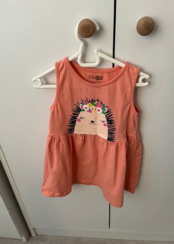 Kolsuz Pembe Pamuklu Kız Elbisesi