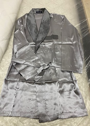 Saten kemerli Gri Erkek Pijama Takımı - Görsel 5