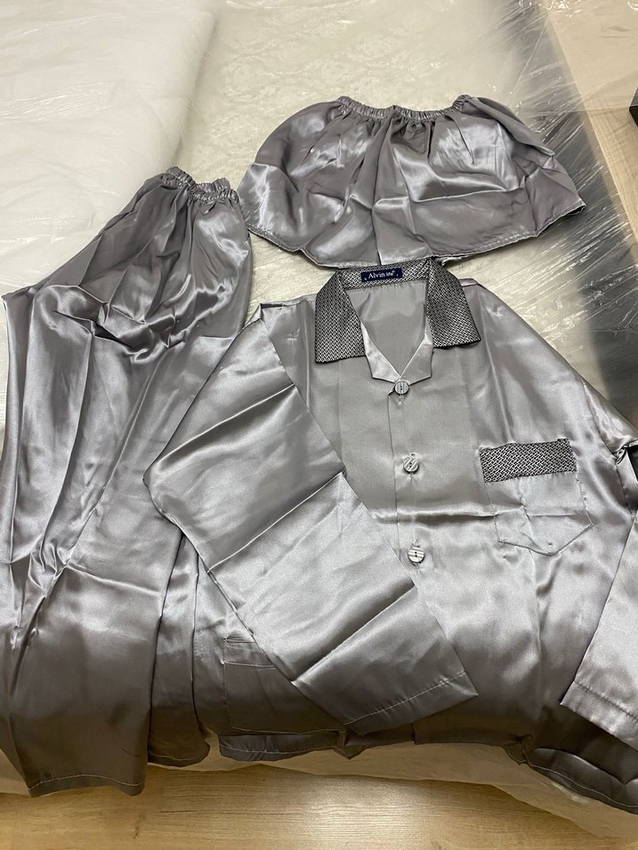 Saten kemerli Gri Erkek Pijama Takımı - Görsel 3