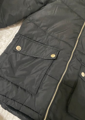 Mavi Siyah Kürklü Kadın Kışlık Mont - Görsel 3