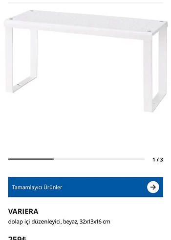 IKEA VARIERA Beyaz Dolap İçi Düzenleyici 32x13x16 cm