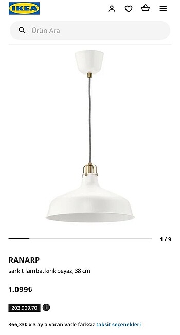 Ikea Ikea ranarp lamba 38 cm