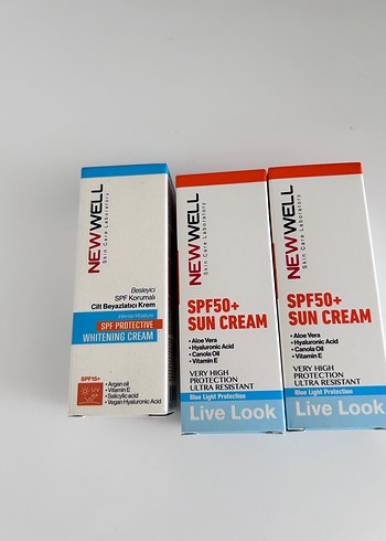New well SPF50+ Güneş Kremi ve Beyazlatıcı Krem