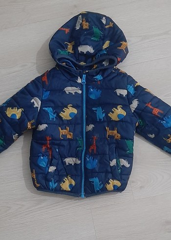 Erkek Çocuk Baskılı Mavi Fermuarlı Mont - Görsel 2