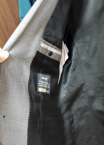 50-6 drop Beden gri Renk Gri Düğmeli Erkek Ceket, Regular Fit, Ofis Stil