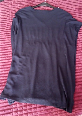 V Yaka Siyah Triko Hamile Tunik - Görsel 4