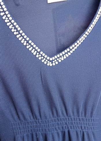 V Yaka Siyah Triko Hamile Tunik - Görsel 5