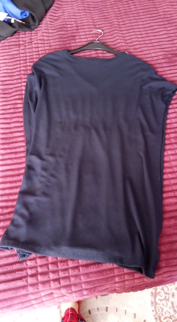 V Yaka Siyah Triko Hamile Tunik - Görsel 4