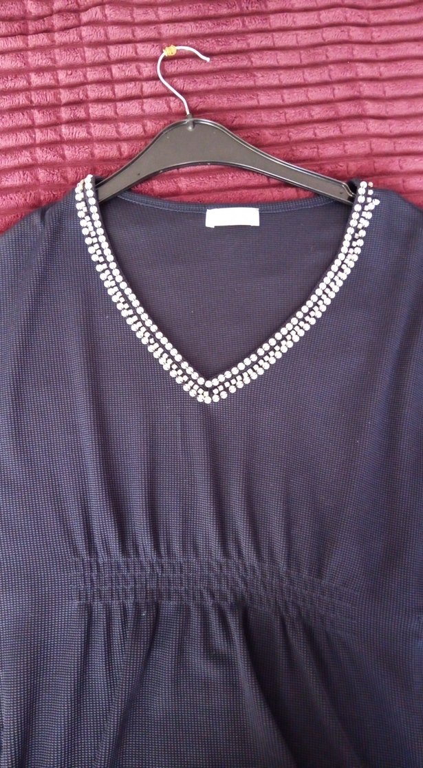 V Yaka Siyah Triko Hamile Tunik - Görsel 2