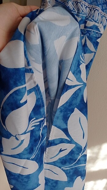 l Beden mavi Renk Desenli Mavi Elbise