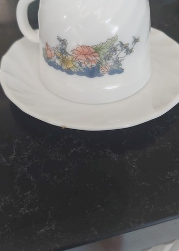 vintage arcopel france Çiçek Desenli Beyaz fincan seti