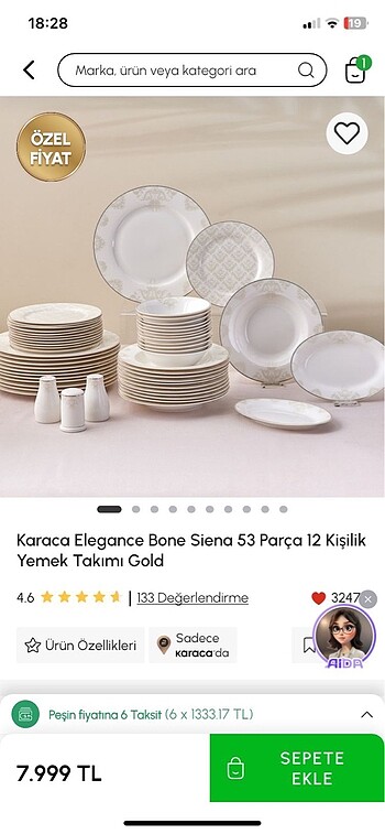  Beden Karaca 12 kişilik yemek takımı