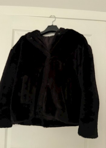 Zara ZARA Siyah Kapüşonlu Kadın Peluş Ceket