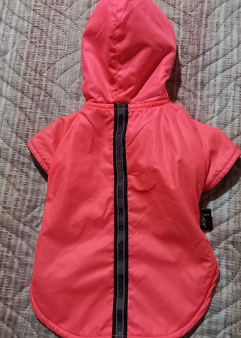 Düğmeli Koyu Pembe Kapüşonlu Köpek Montu - Görsel 3