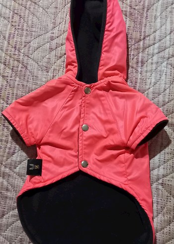 Düğmeli Koyu Pembe Kapüşonlu Köpek Montu - Görsel 2