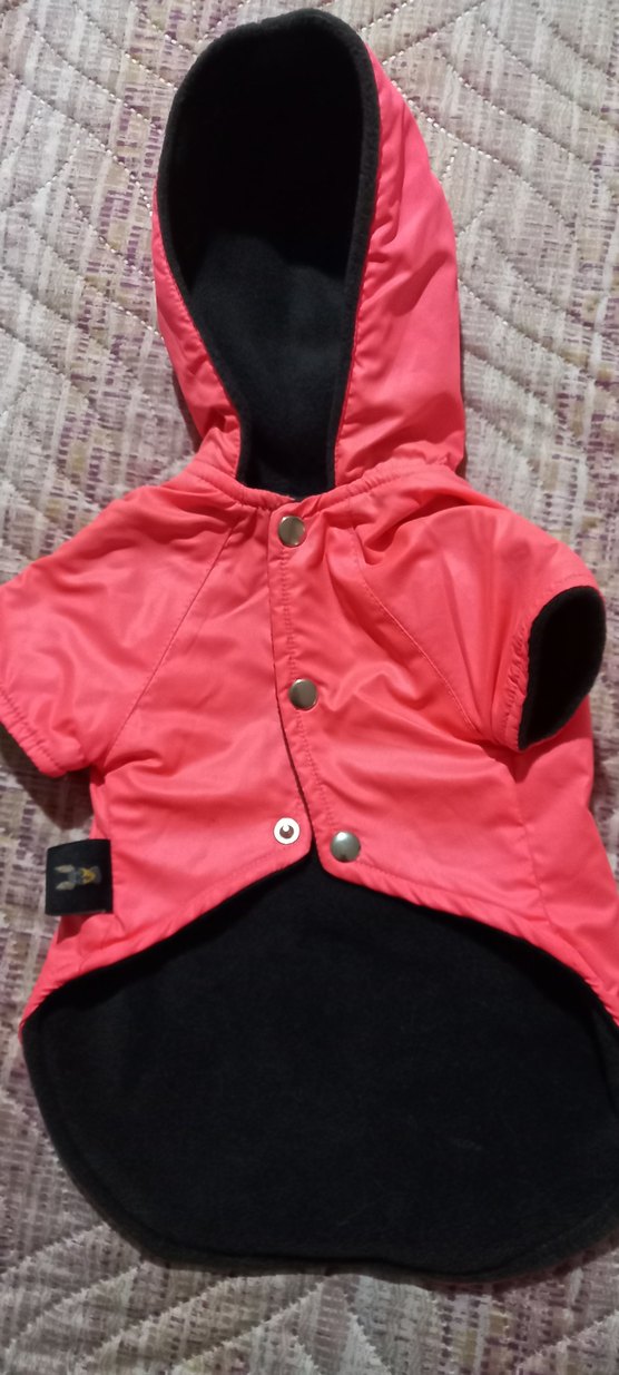 Düğmeli Koyu Pembe Kapüşonlu Köpek Montu - Görsel 4