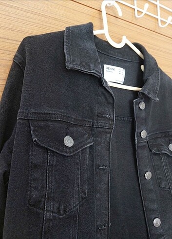 l Beden siyah Renk Bershka Siyah Denim Kot Ceket