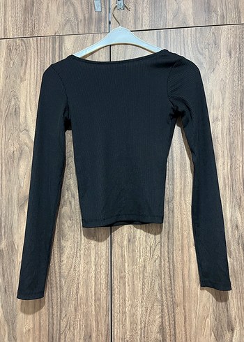 xs Beden Bershka Siyah V Yaka Uzun Kollu Body