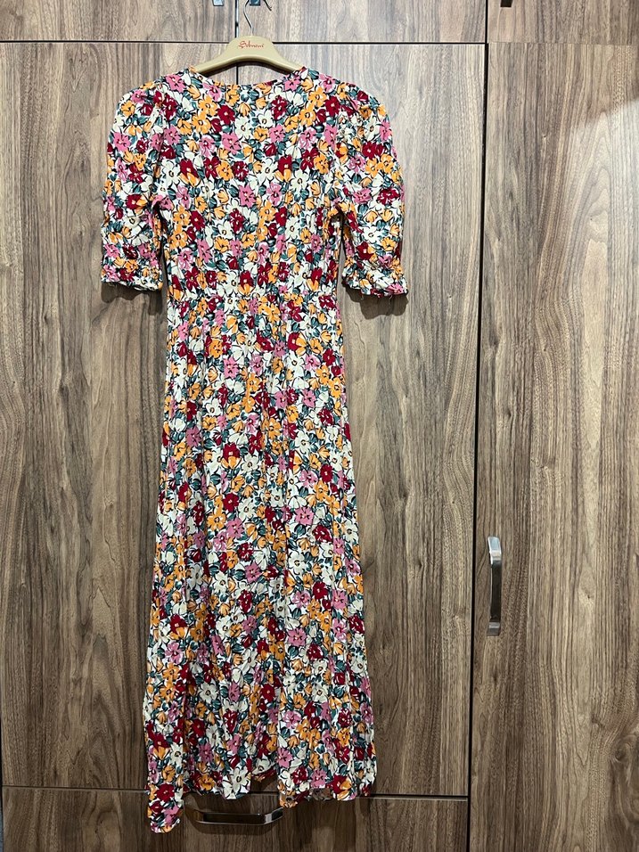 Çiçekli Uzun Elbise - Görsel 4