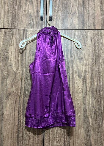 Mor düğme detaylı bluz - Görsel 3