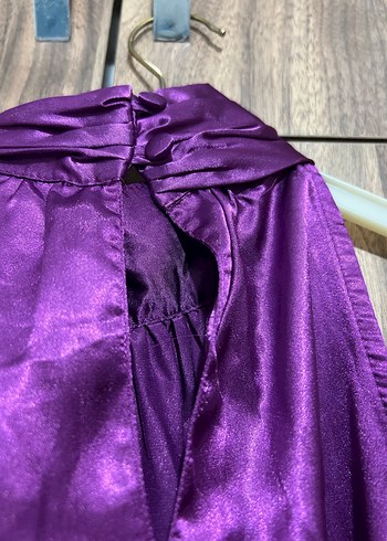 Mor düğme detaylı bluz - Görsel 4