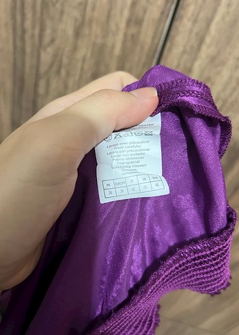 Mor düğme detaylı bluz - Görsel 6