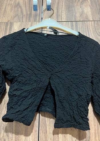 Siyah  Uzun Kollu Crop Bluz - Görsel 2